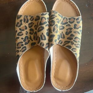 Leopard Print Slide Sandals for Women